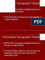 Unit 12 - Exercise - Formulate Paragraph Theses For The Given Central Theses