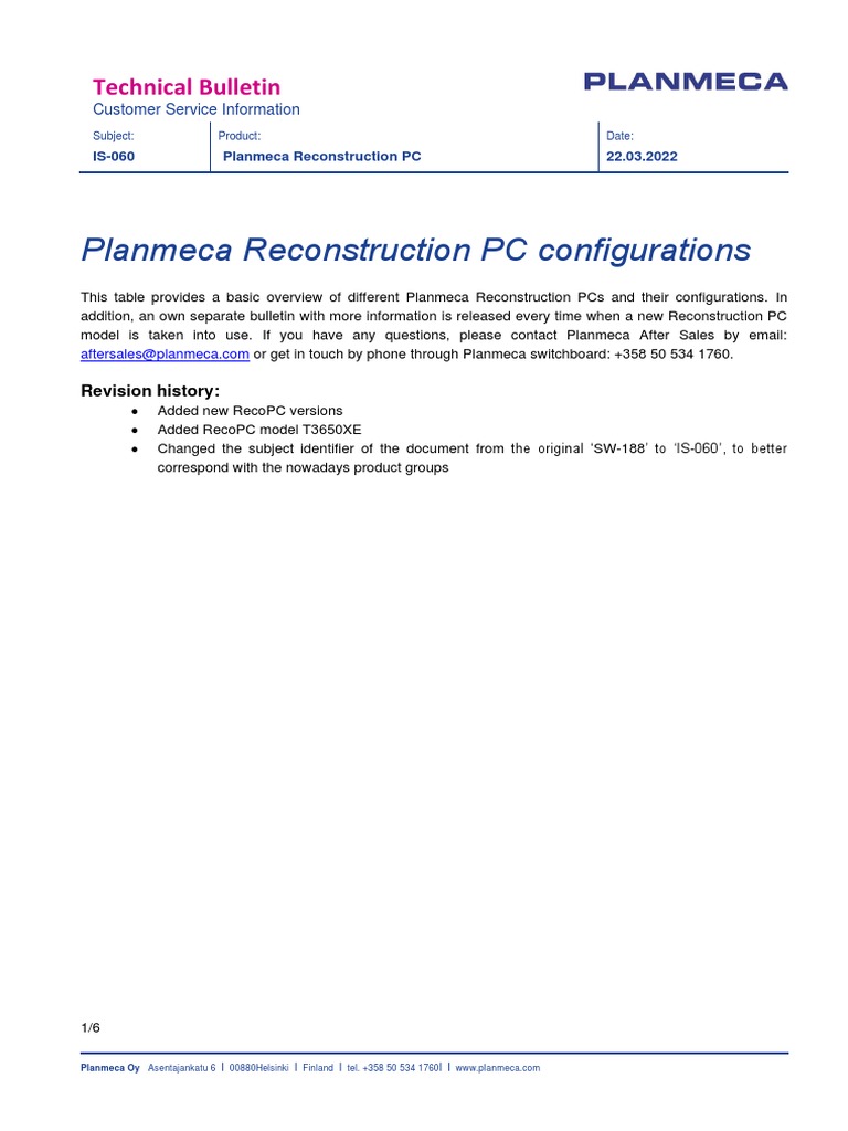 Is 060 Planmeca Recopc Configurations Pdf Graphics Processing Unit