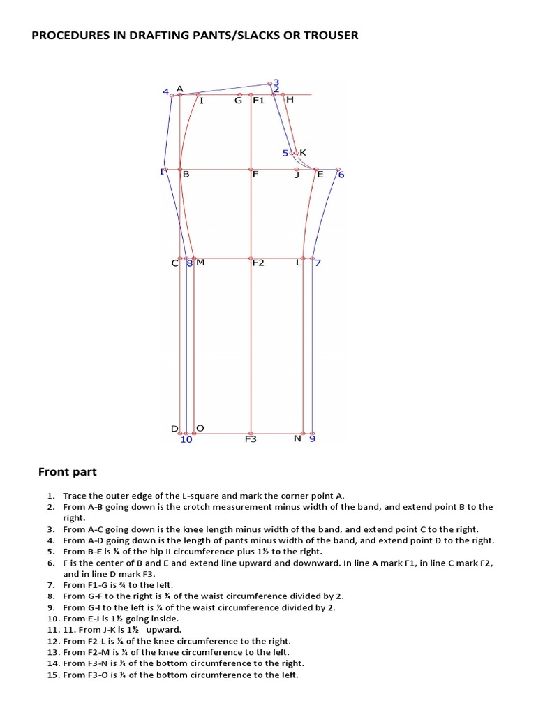 Procedures in Drafting Pants PDF Trousers Clothing