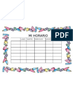 Plantilla de Horarios Borde Escolar Colores 1