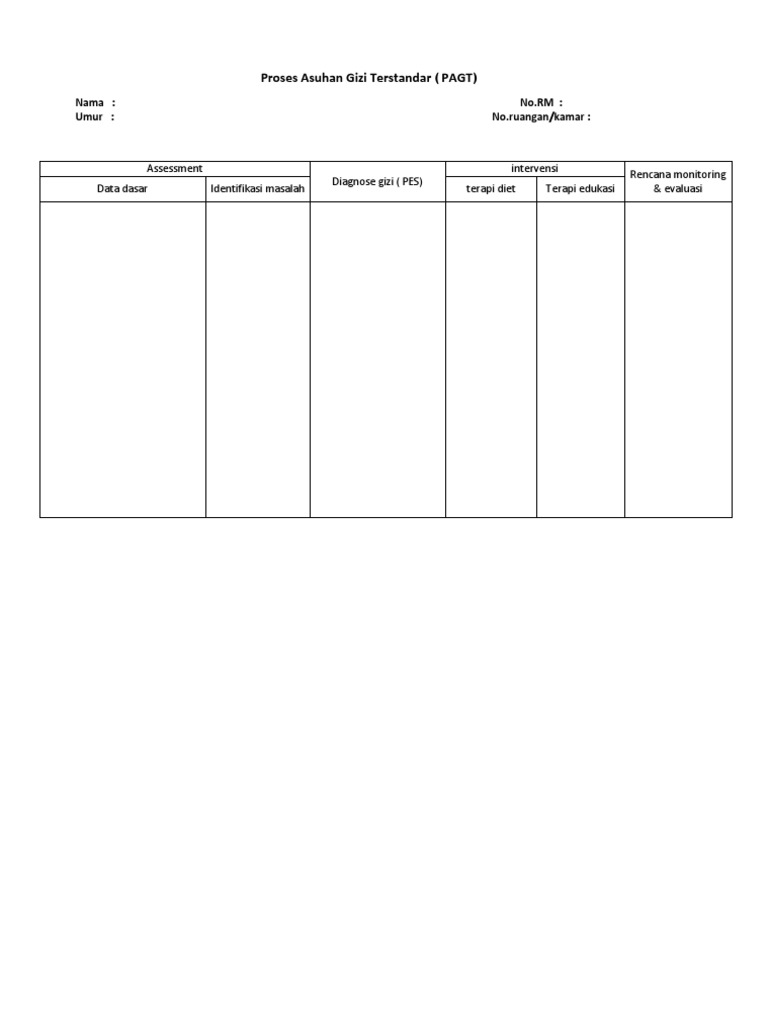 Proses Asuhan Gizi Terstandar (PAGT) | PDF