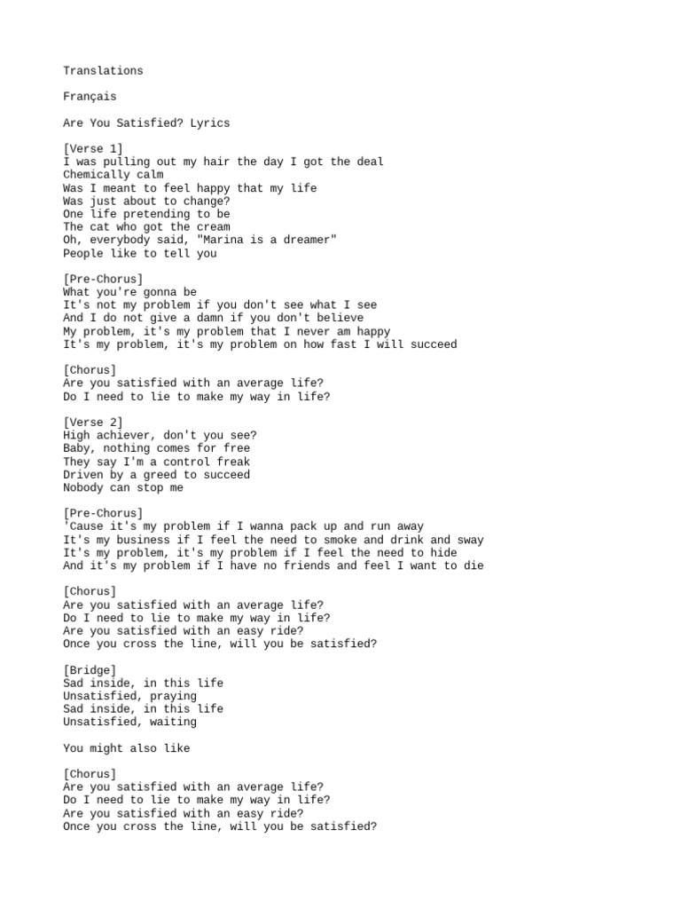 Are You Satisfied | PDF