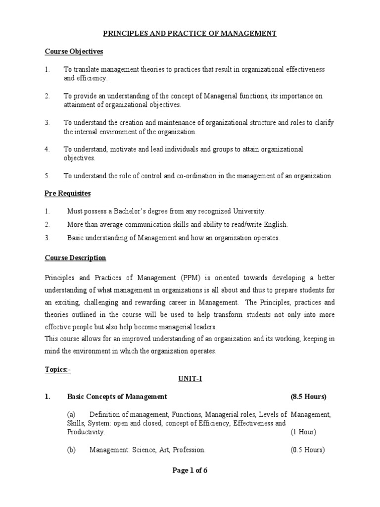 Management Principles and Practices Overview | PDF | Motivational ...