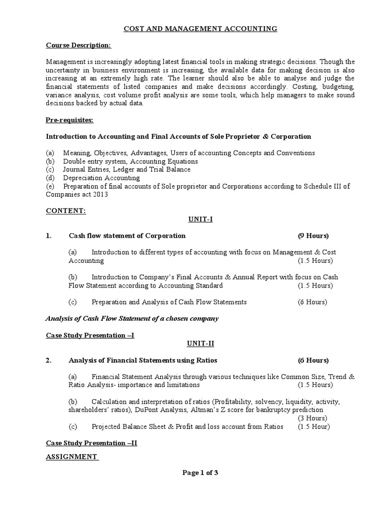 05 Cost And Management Accounting Pdf Cost Accounting Business
