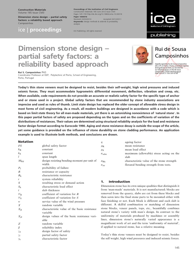 Safety Factors in Natural Stone Design | PDF | Strength Of Materials ...