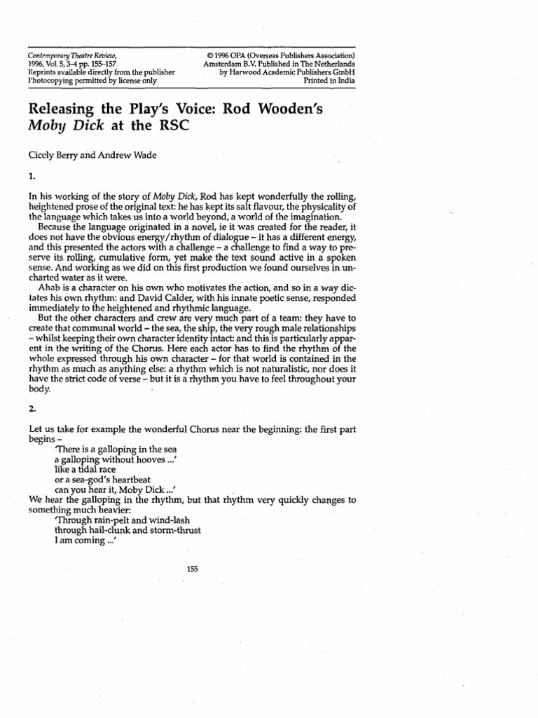 Cicely Berry and Andrew Wade Releasing The Play's Voice Rod Wooden?s