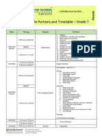 Grade 7 Annual Review Cycle Timetable and Portion