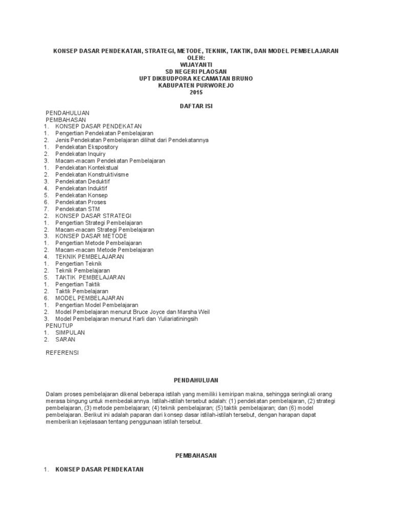 Jenis Pendekatan Pembelajaran Efektif | PDF