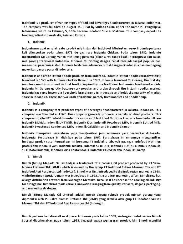 Indofood: Leading Indonesian Food Brands | PDF | Asian Cuisine | Food ...