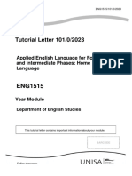 Tutorial Letter 101/0/2023: Applied English Language For Foundation and Intermediate Phases: Home Language