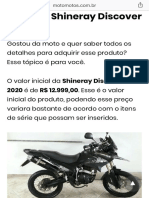 Preço Shineray Discover 2020 R$12.999