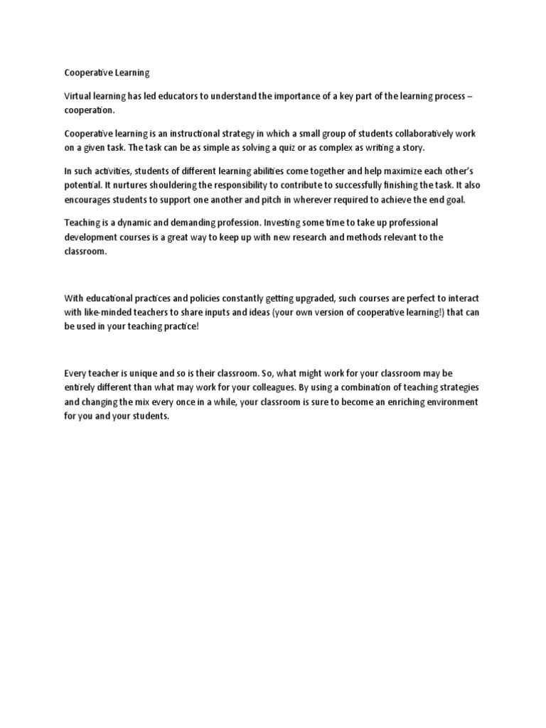 Cooperative Learning Strategies | PDF