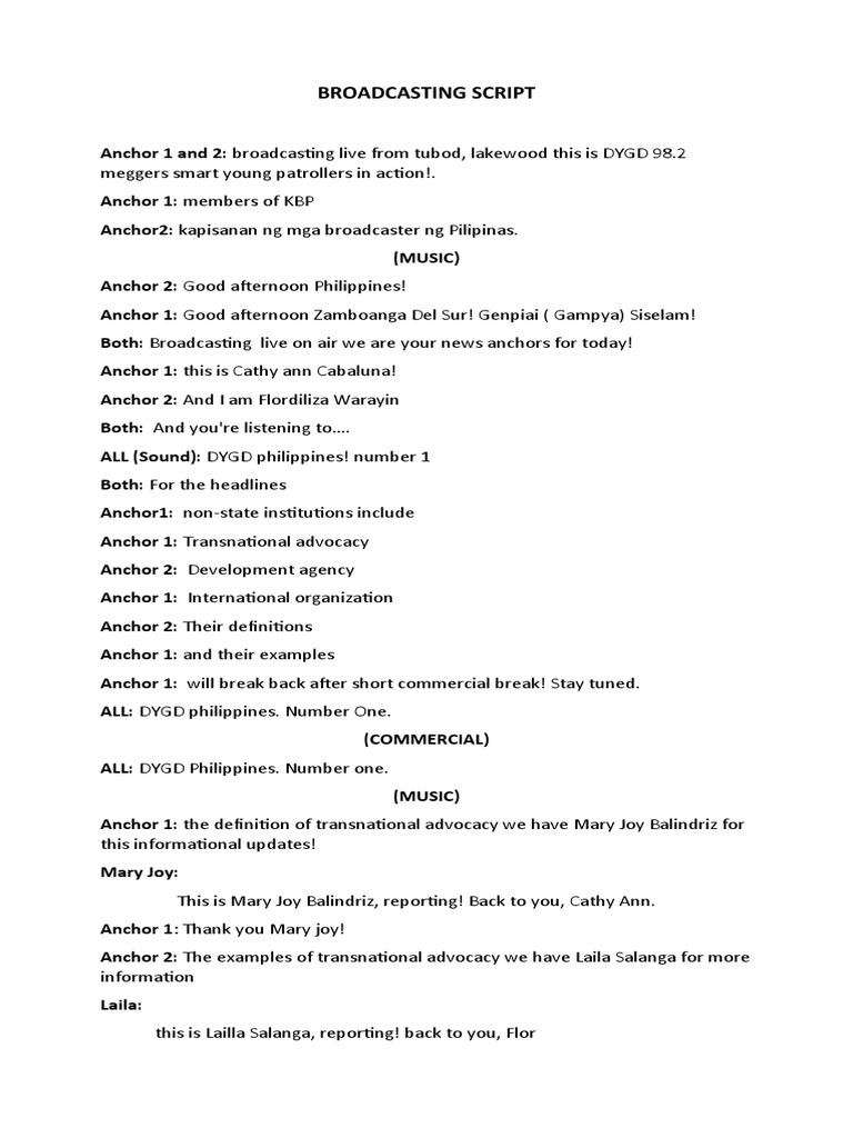 Broadcasting Script | PDF | Broadcasting | Mass Media
