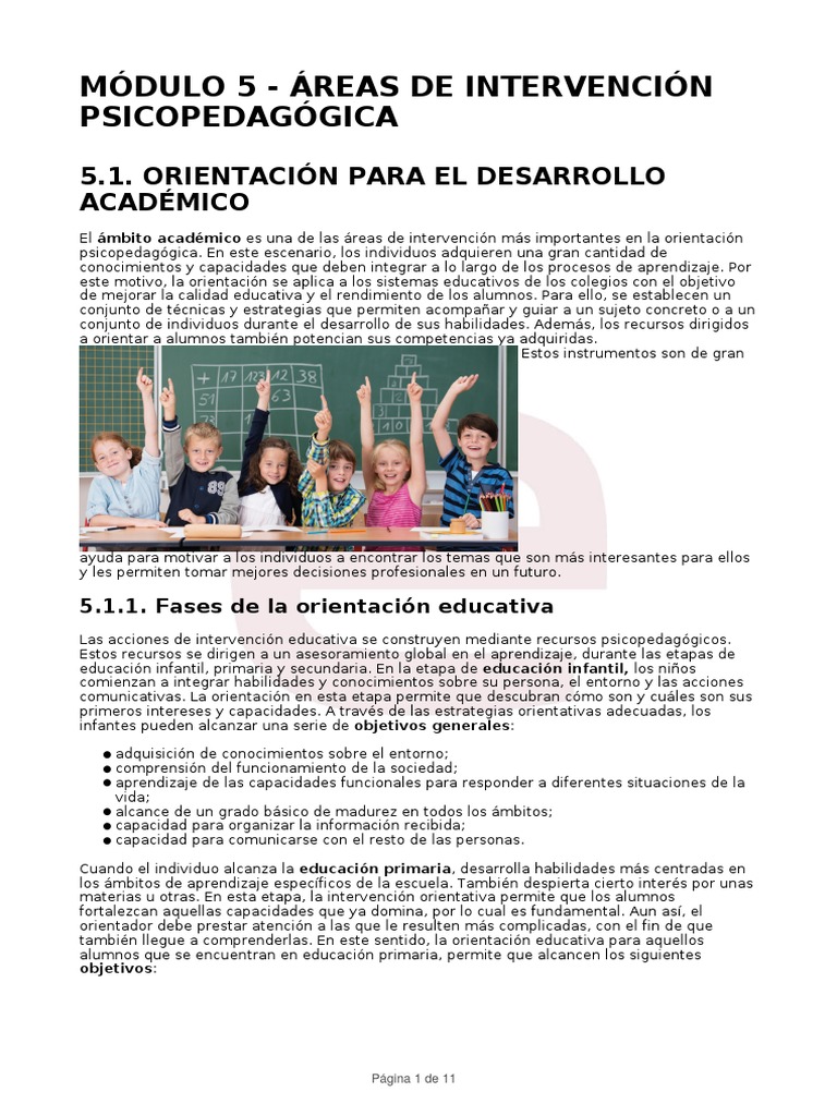 Modulo 5 Areas de Intervencion Psicopedagogica | PDF | Aprendizaje ...