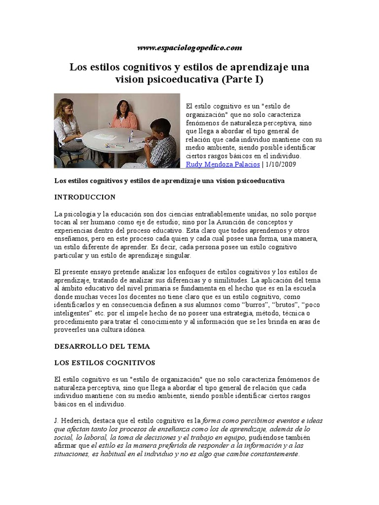 Estilos Cognitivos y Aprendizaje Educativo | PDF | Aprendizaje ...