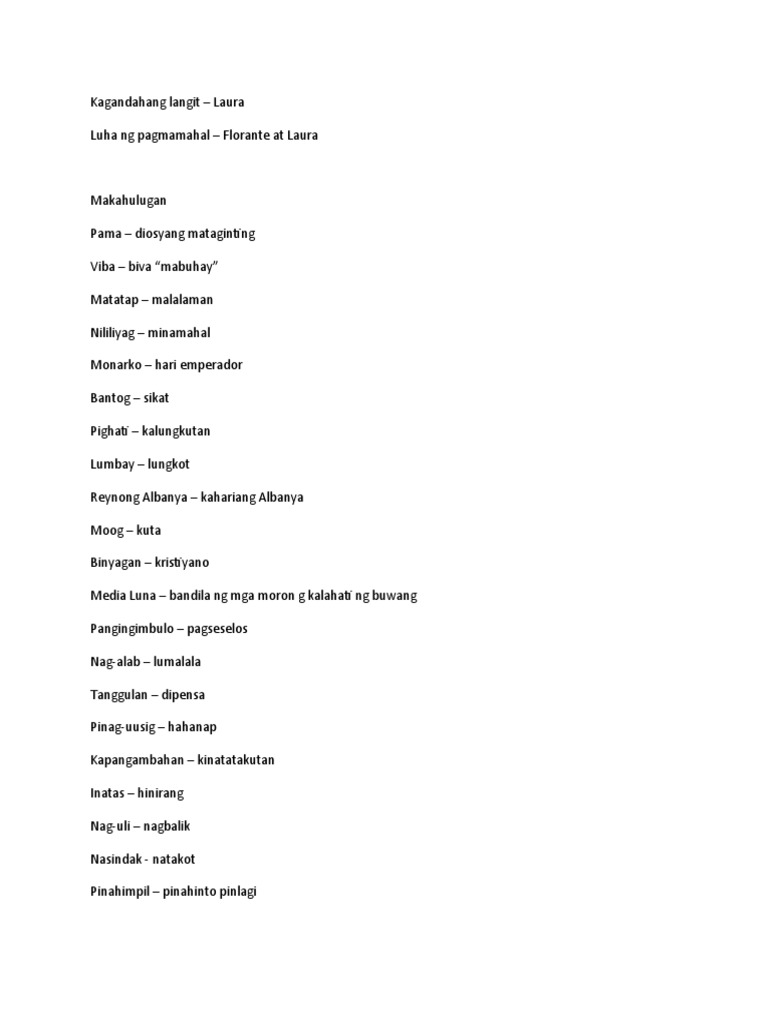 Mga Kahulugan Sa Filipino PDF