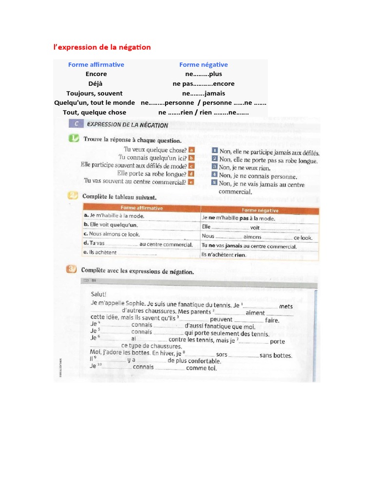 L'expression de la négation en français | PDF