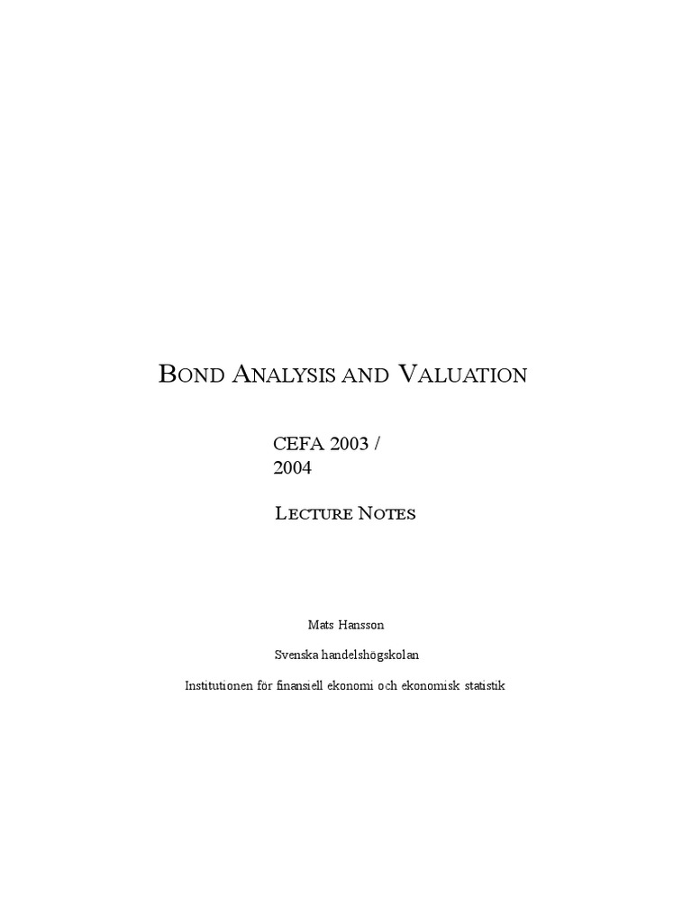 Bond Analysis and Valuation PDF Bonds (Finance) Bond Duration