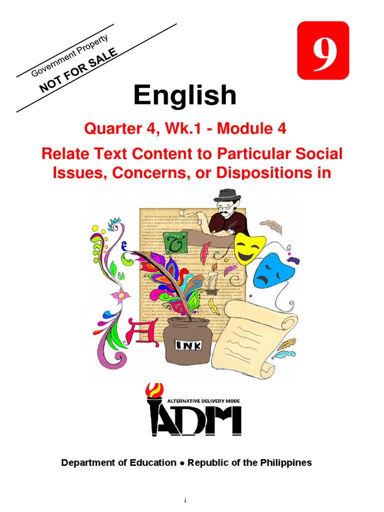Eng9 q4 wk1 mod4 relate text content to particular social issues