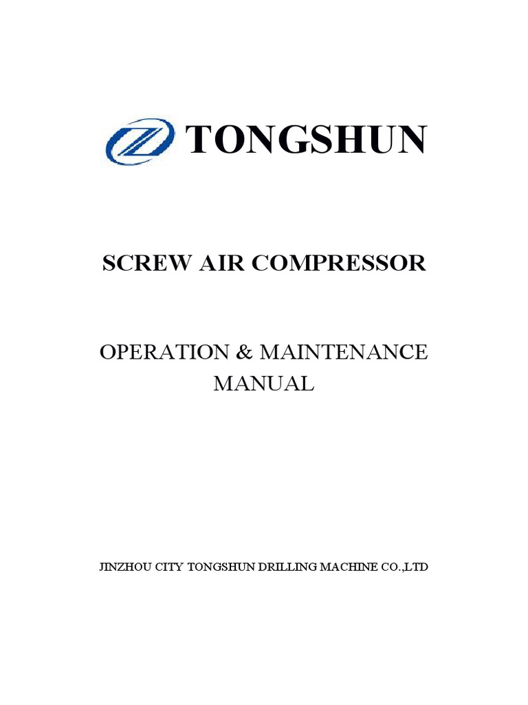 Air Compressor Operation Manual PDF Diesel Engine Valve