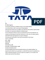 Offer Letter Tata Motor Mr. Abhinav