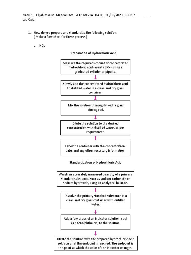 Preparation and Standardization of HCl and NaOH | PDF | Titration ...