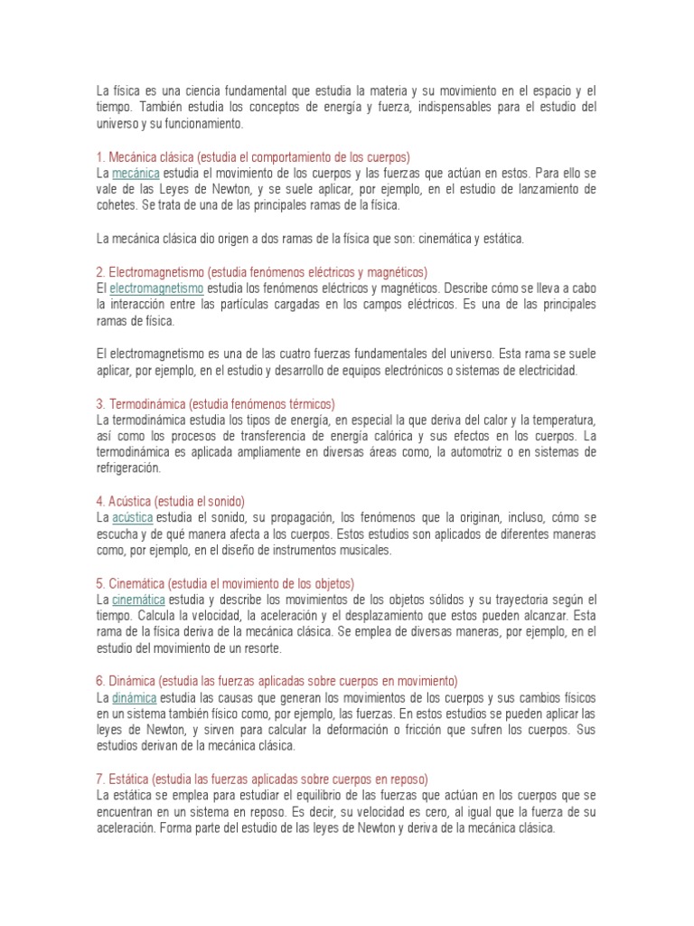 La Física Es Una Ciencia Fundamental Que Estudia La Materia y Su ...