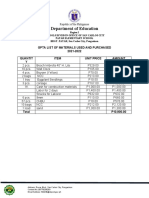 Gpta List of Materials Used and Purchased