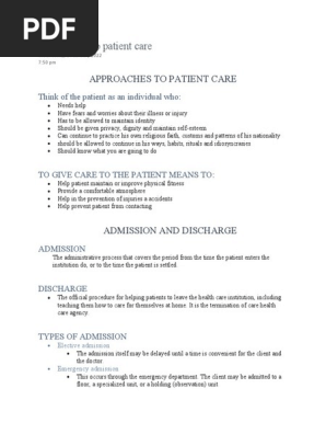 Approaches to patient care