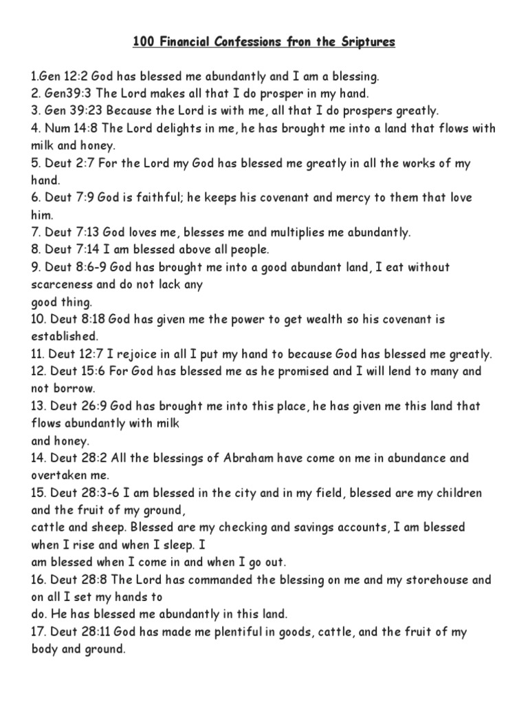 100 Financial Confessions from Scripture | PDF | Jesus | Covenant ...