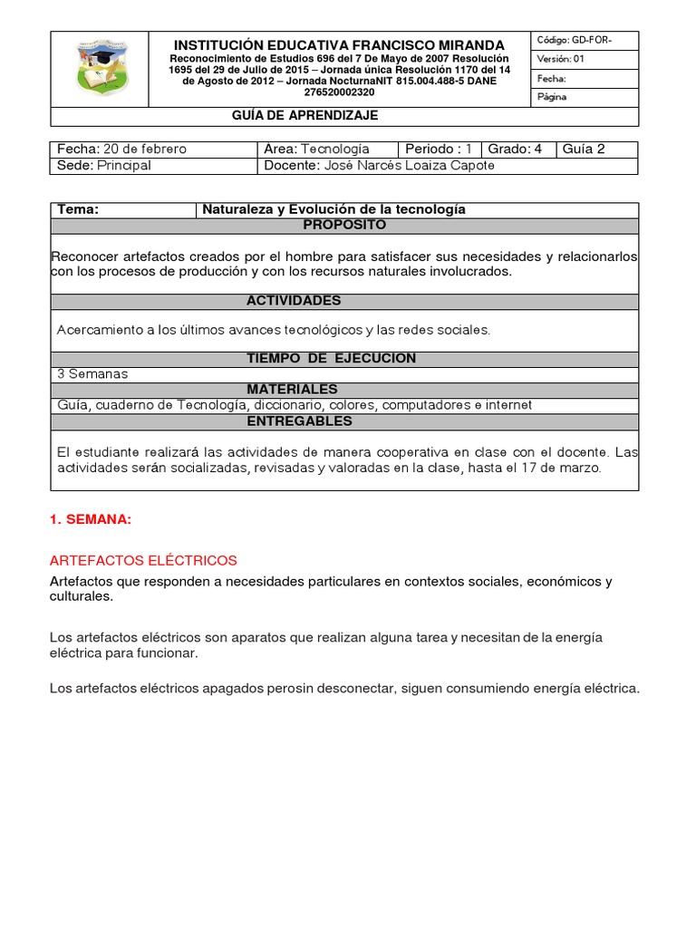 Grado 4. Tecnologia e Informatica. Guia 2 | PDF