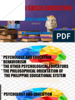 Philo and Socio Education: Psychological Educators and Philippine Education System