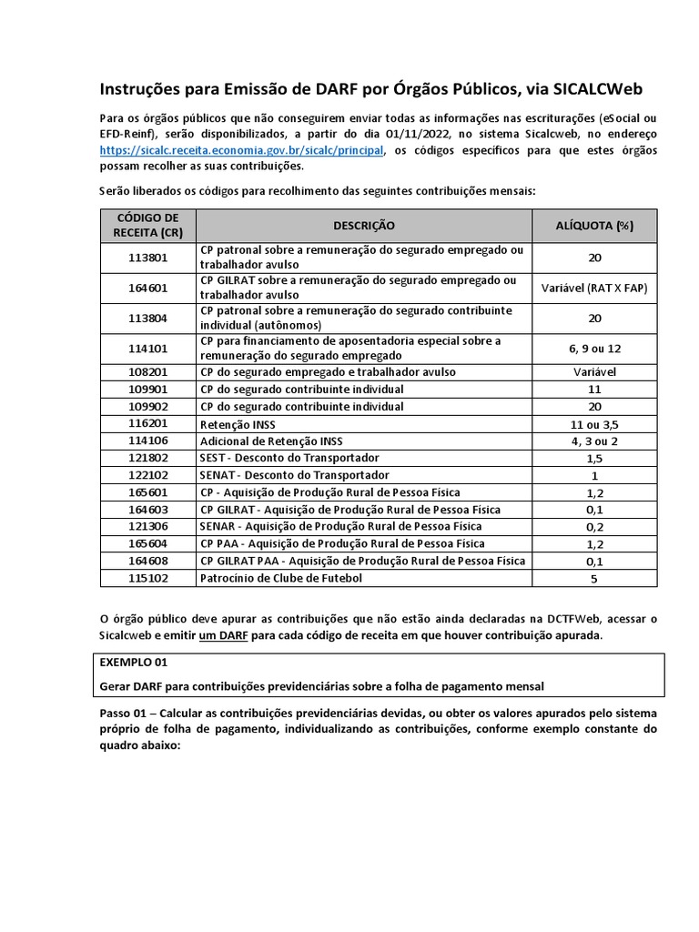 Emissão de DARF via SICALCWeb | PDF | Salário | Economias