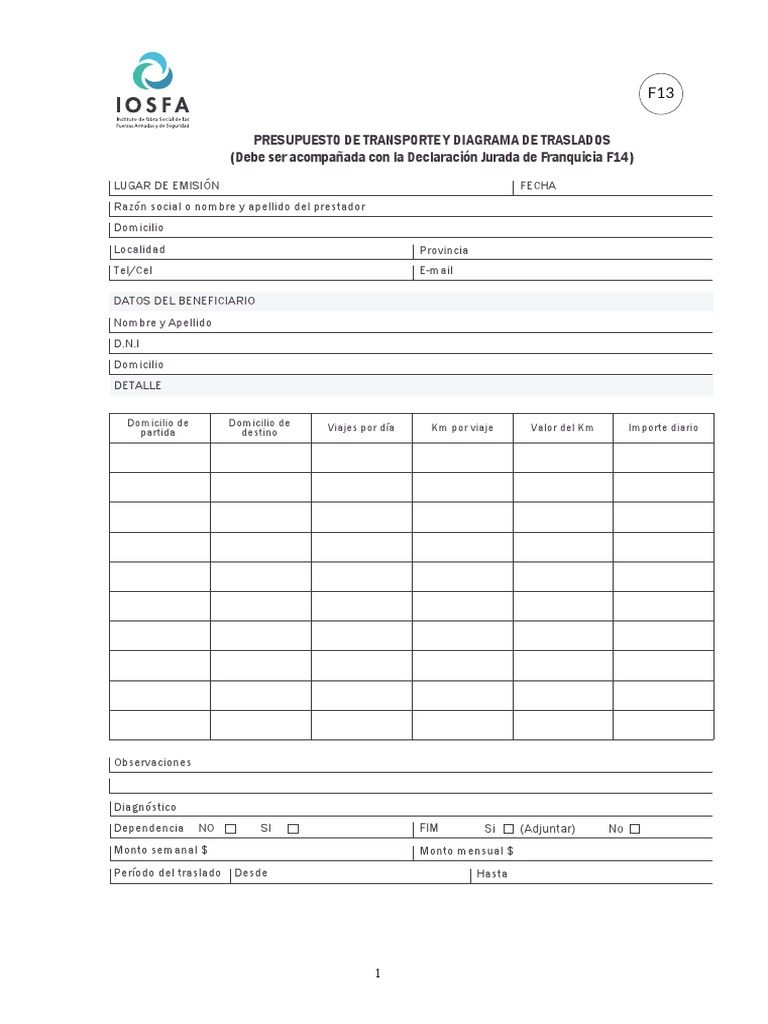 Presupuesto de Transporte y Traslados | PDF