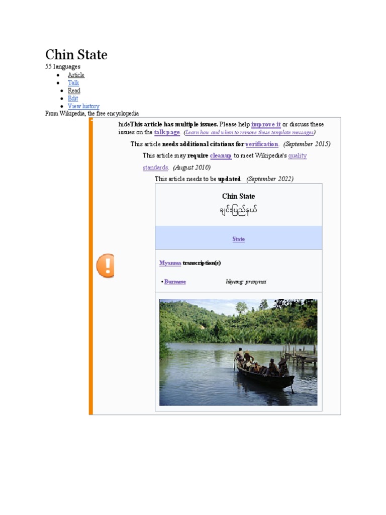 PDF document detailing Chin State in Myanmar