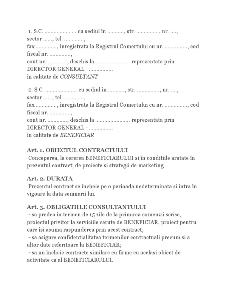 Model Contract de Marketing | PDF