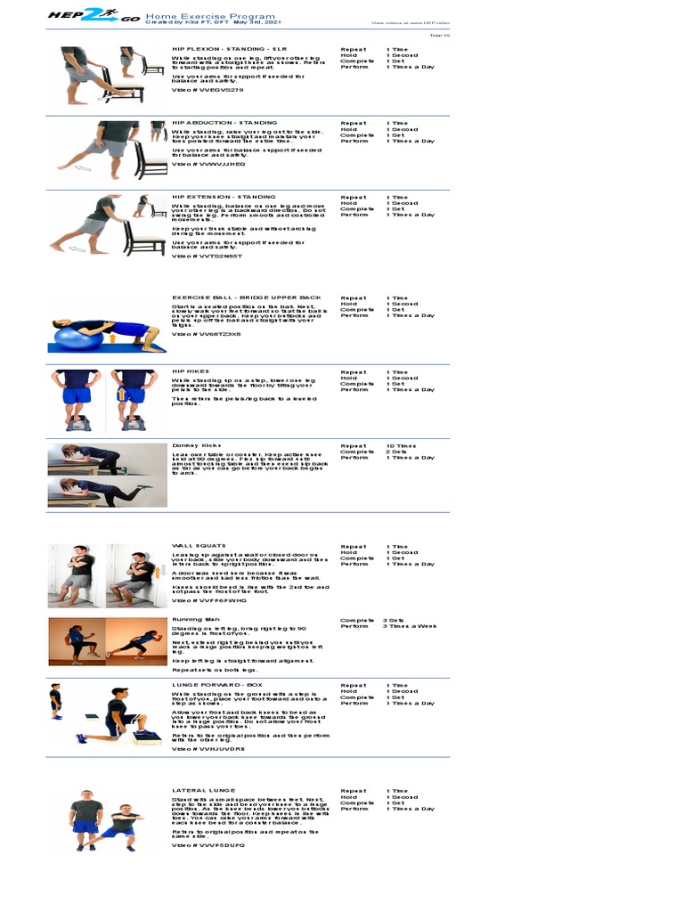 Home Exercise Program for Hip and Lower Body Rehabilitation PDF