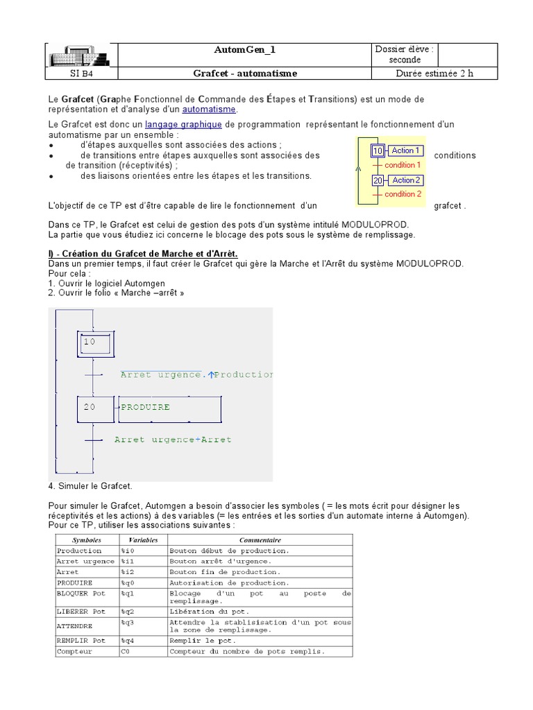 Introduction au Grafcet avec AutomGen | PDF | Gestion informatique ...