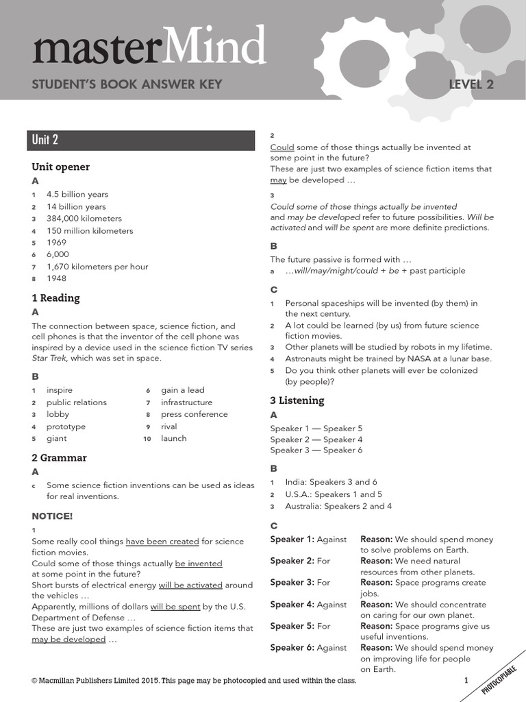 MM 2 - Students Book Unit 2 Answers PDF | PDF | Argument ...