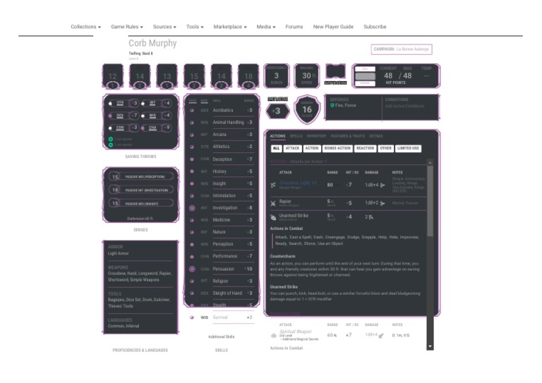 Corb Murphy's Character Sheet - D&D Beyond | PDF | Role Playing Games