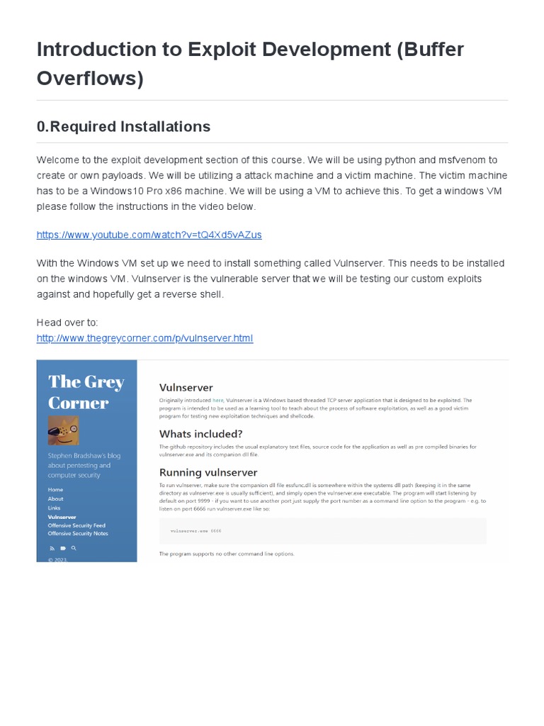 Introduction To Exploit Development (Buffer Overflows) PDF | PDF ...