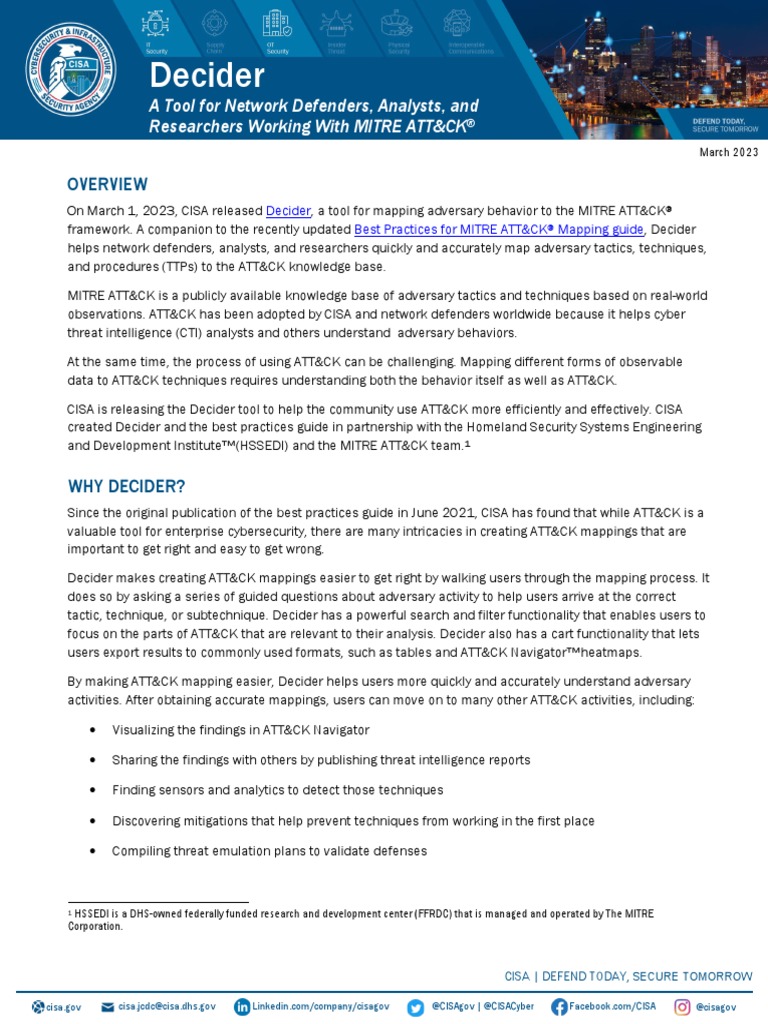 The Decider - A Free Tool For MITRE ATT&CK Mapping! PDF | PDF