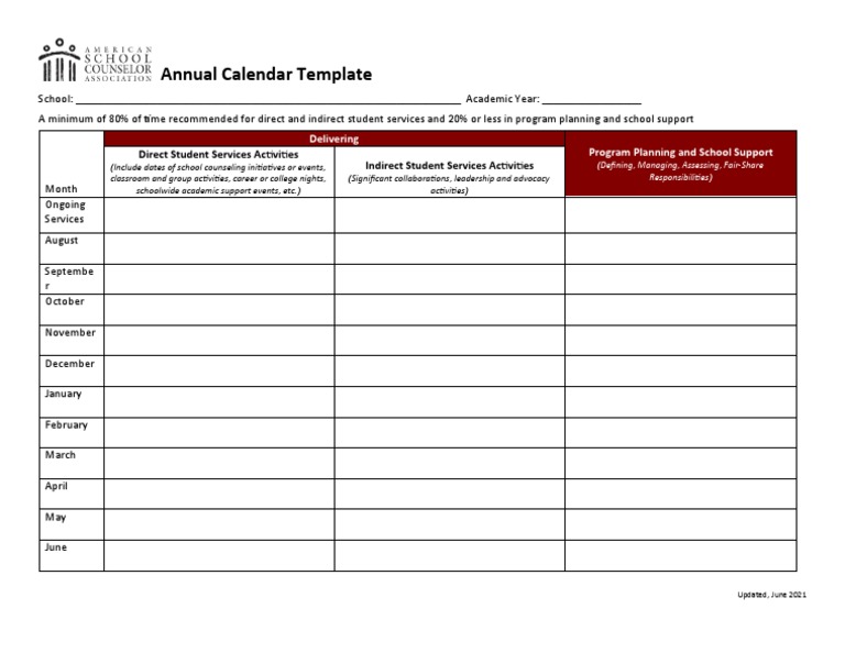 Annual Calendar PDF
