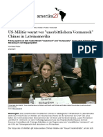 US-Militär warnt vor unerbittlichem Vormarsch Chinas in Lateinamerika