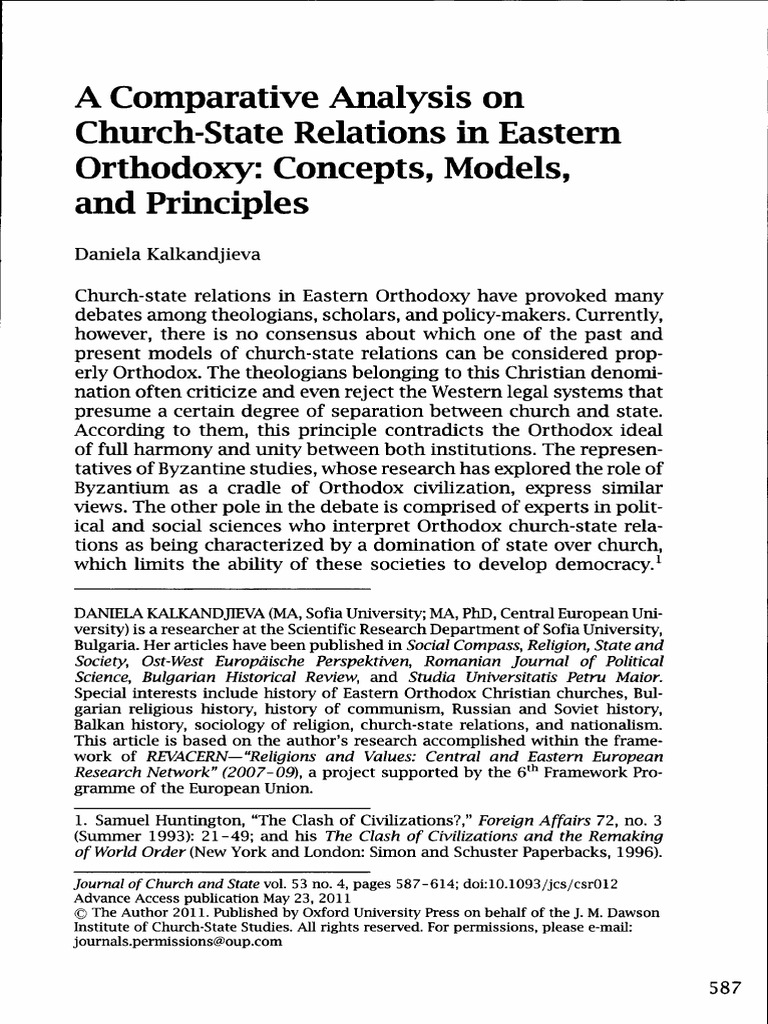 A Comparative Analysis On ChurchState Relations in Eastern Orthodoxy