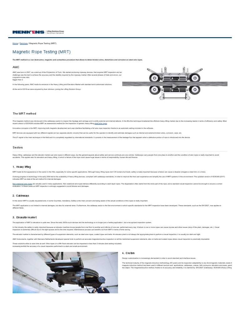 Magnetic Rope Testing (MRT) Overview | PDF | Elevator | Rope
