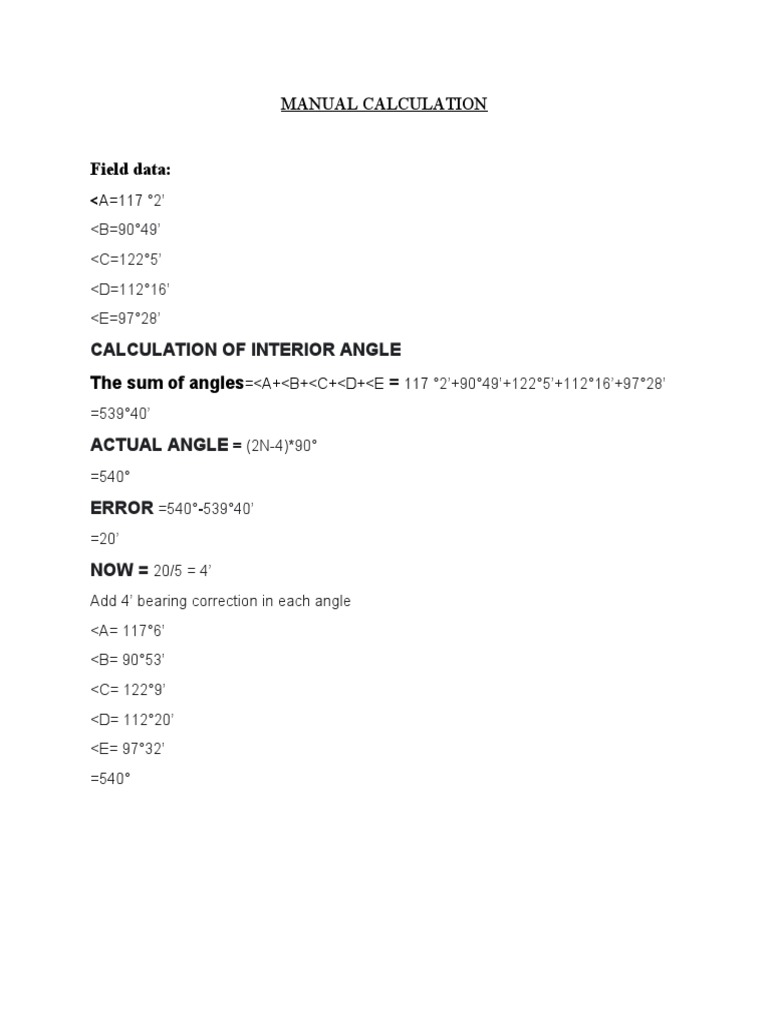 Manual Calculation PDF