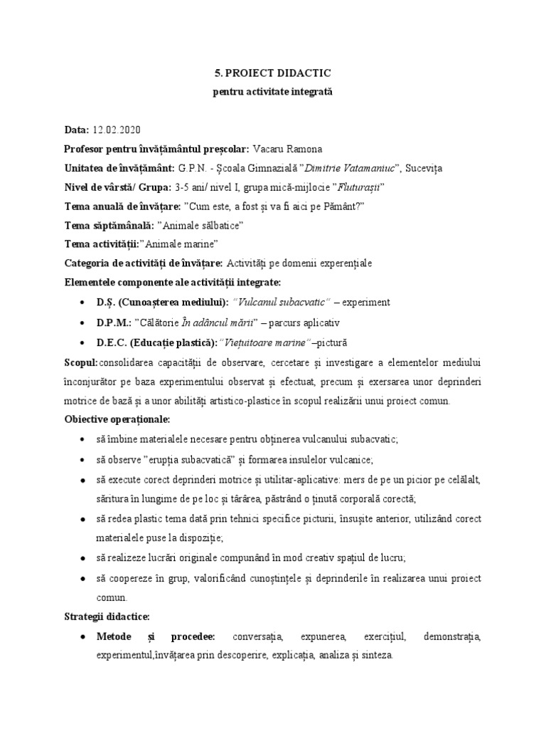 5 Proiect Didactic - 3 Ade | PDF