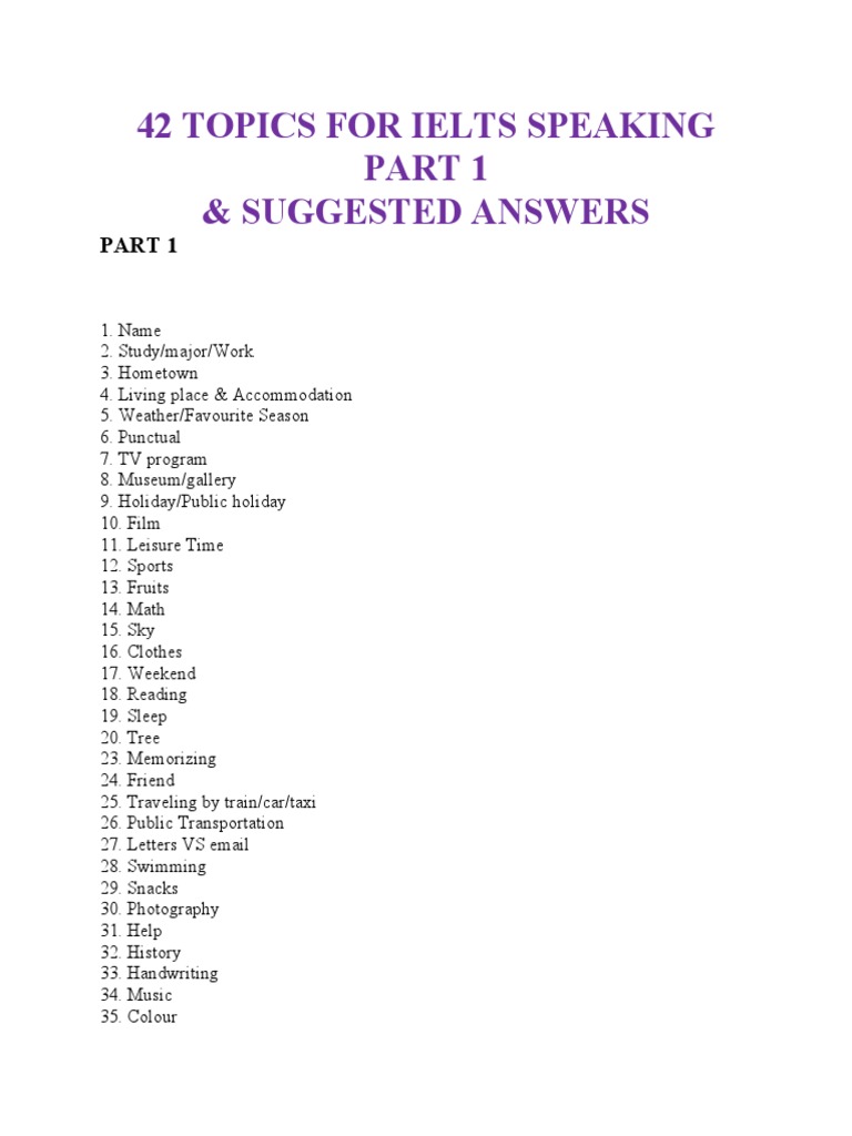 IELTS Speaking Part 1 Topics & Answers | PDF | Museum | Television