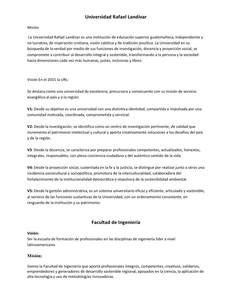 Misión y Visión de la URL | PDF